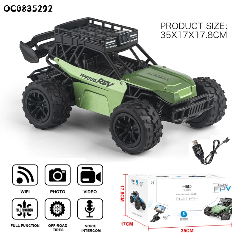 All terrain off road rc car toys with HD anti shake camera for adults with high speed off road