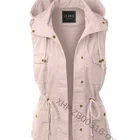 Women's Vest Women's Fashion Casual Sleeveless Hooded Solid Color Pockets Coat Vest Jacket