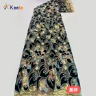 Wedding Latest Black French Embroidery 3d Tulle Nigeria Sequins Velvet Embroidered Lace Fabric For Wedding