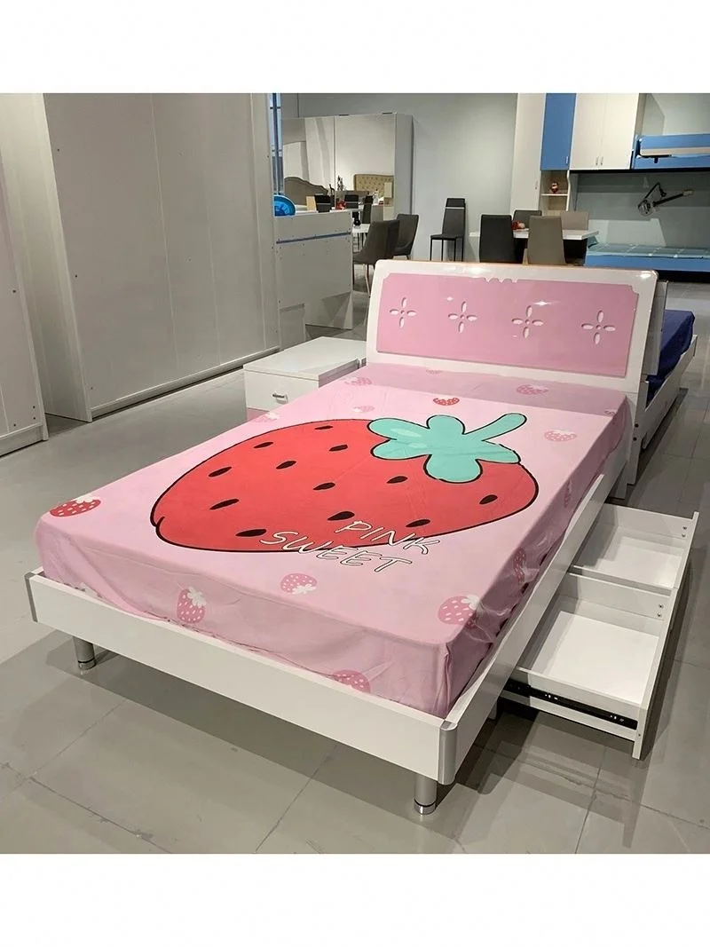 Modern Children Pink Princess Bed Sets High Gloss Kids Furniture Set Girls Bedroom Furniture For Sale