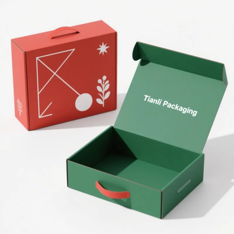 product shipping gift box with handle durable corrugated box wholesale custom foldable handbag cardboard packaging-10