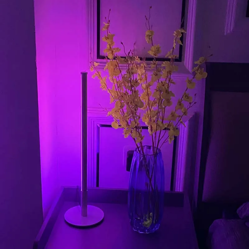 wholesale modern simple aluminum round base bedside led rgb dimmable  minimalist desk lamps home decor vertical table lamp