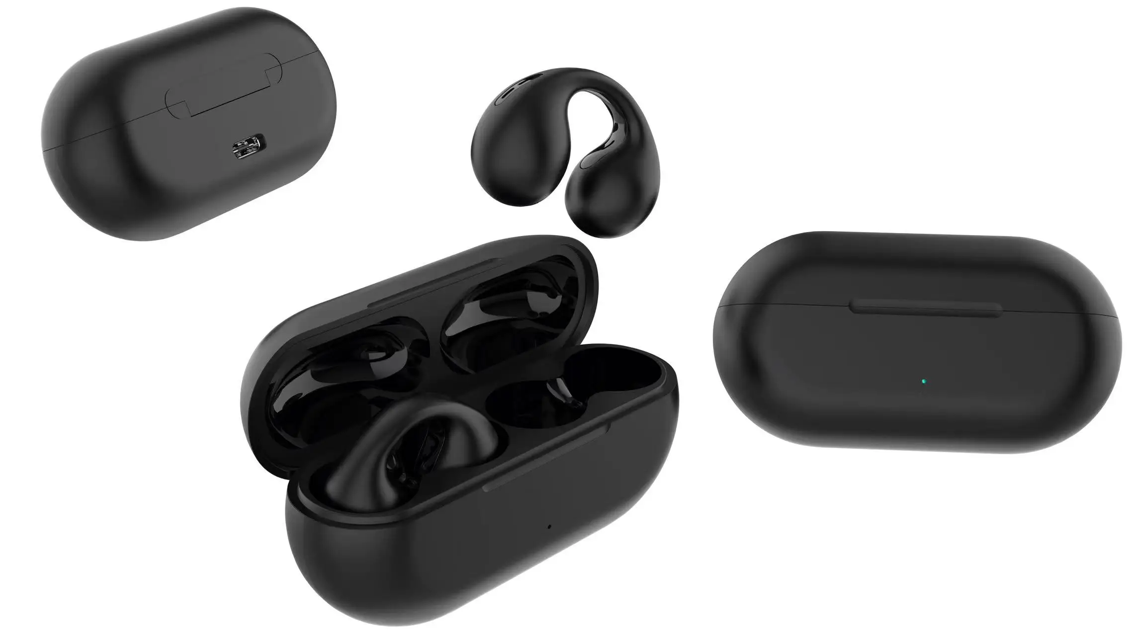 True Bone Conduction Earphones Ear Clip Wireless Headphone with Mic Calling Touch Control Sports Headset thumbnail 3