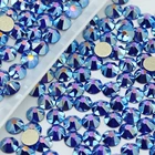 Facets Sapphire 2088 8 Big 8 Small 16 Cut Facets Sapphire AB Flat Back Non Hot Fix Glass Nail Art Rhinestones