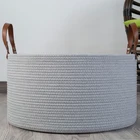 Cotton Rope Storage Basket Durable Roundcustom Cotton Rope Nice Storage Basket With Dividers Leather Handle
