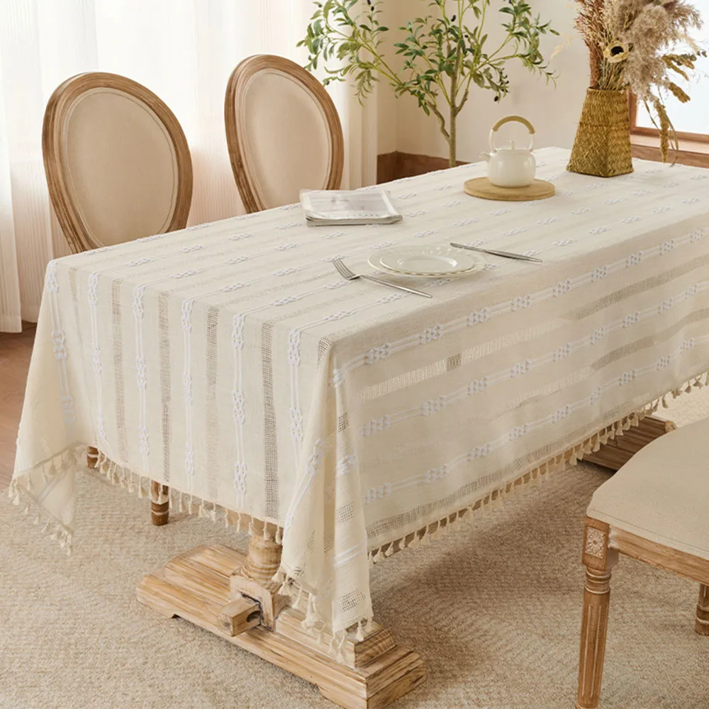 Pure Plain Color Light Luxury Anti-skidding Living Room Canteen Rectangle Household Polyester Fiber Tablecloth