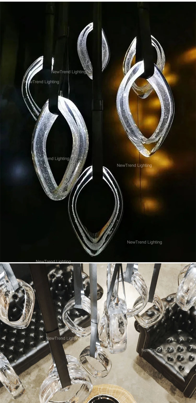 CPL-278 New Design Indoor Decoration Villa Apartment Bar Staircase Glass LED Chandelier Pendant Light factory