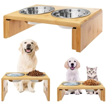 Tall Elevated Dog & Pet Feeder Double Bowl Raised Food & Water Stand