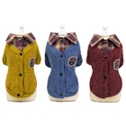 Dog Sweater Sweaters Pets British Campus Style Fashionable Autumn Winter Pet Apparel Accessories Lapel Plaid Dog Sweater