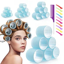Fashion hot sell Jumbo Self Grip Hair Rollers for Long curler Hair No heat plastic Hair Rollers Curlers with Clips & Comb
