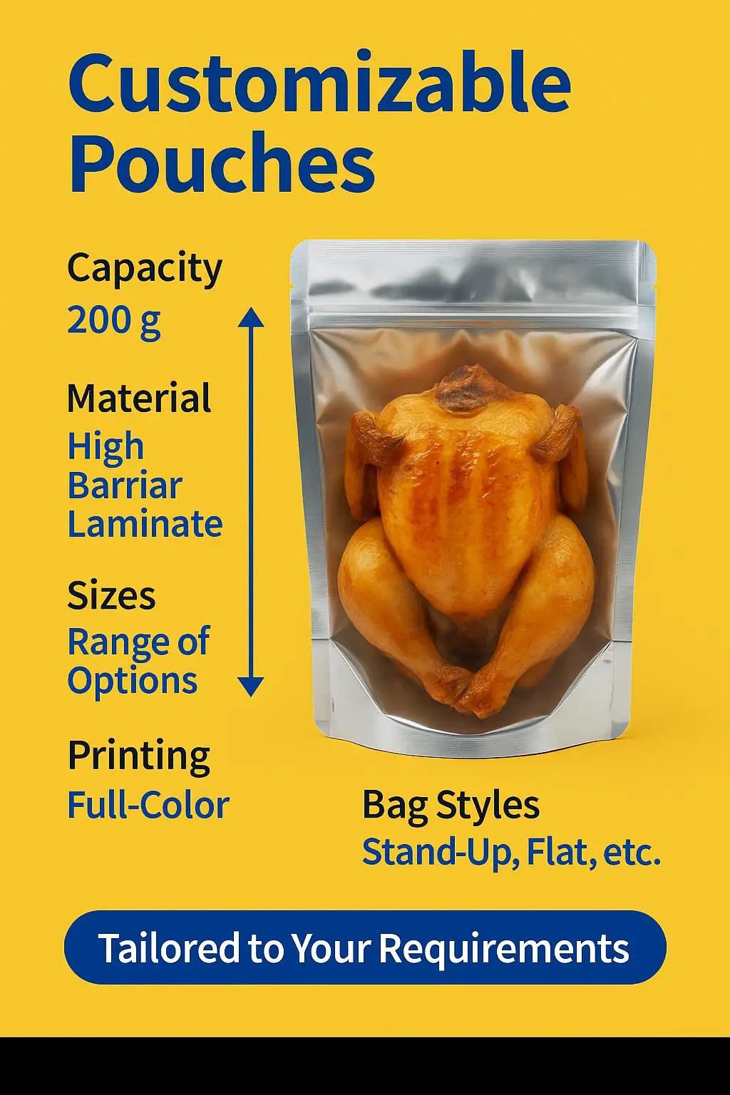 Custom Printed PE Moisture Proof High-Temperature Stand Retort Pouch Zipper Top for Instant Soup Salad Cakes Cooking Food - detail 7