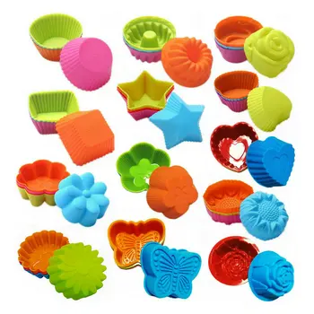 Thicker Silicone Mixed 13 Shapes DIY Muffin Baking Cupcake Molds Reusable Silicone Muffin Liners