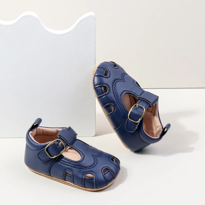 High Quality Baby Girl Toddler Formal Shoes Summer Loophole Design Small Leather Flat Breathable Anti-Slip Solid Pattern details