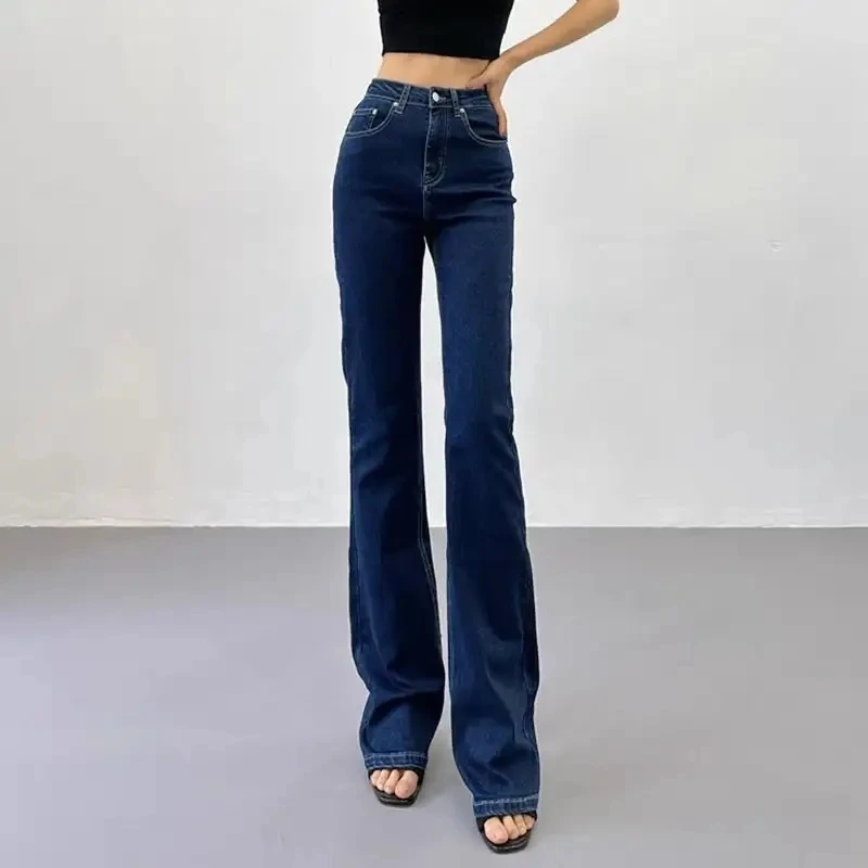 Women Patchwork Jeans High Waisted Straight Leg Stretch Denim Pants Girls Fashion Color Block Patch Jeans