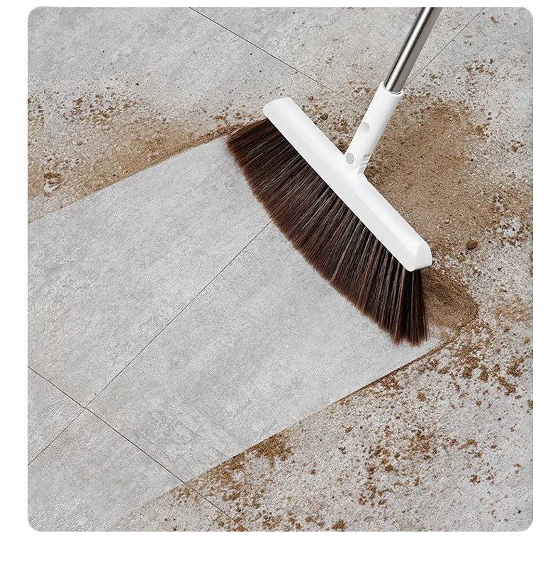 Commercial restaurant office hospital foldable windproof rubber long handle dust-free plastic broom and dustpan set