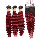 Red Hair Free Sample Raw 1b/Burgundy# Deep Wave RED Virgin Peruvian Human Hair Supplier Ombre Human Hair Bundles