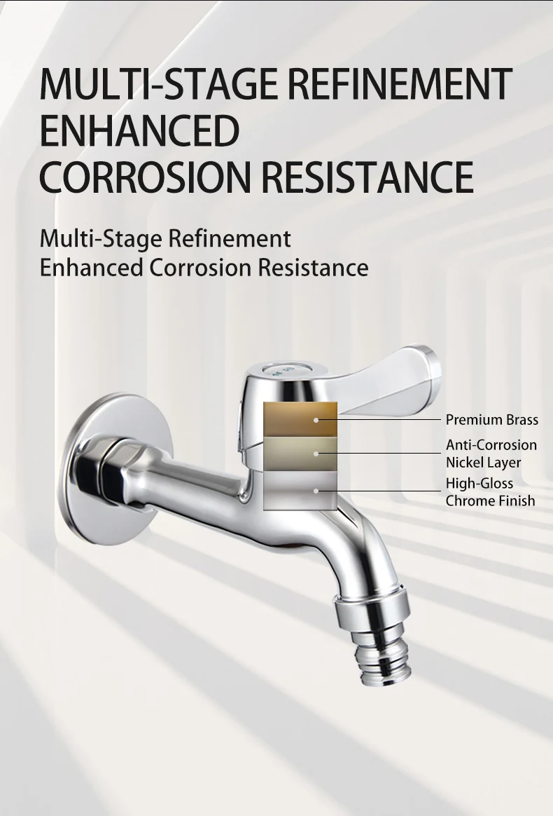 Brass Wall-mounted ABS Handle Washing Machine Safe High Water Flow Soft Aerated Stream Drip-Free Ceramic Valve Core Faucet supplier