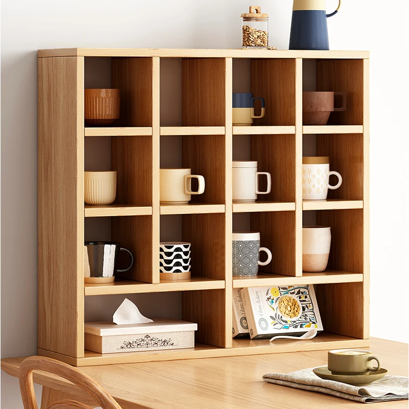 New Wood desktop standing Wall Mounted Coffee Mug Rack cup storage cabinet Organizer Display Storage Shelf