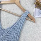 Korean Vest Hot Sale Girl's Summer Light Blue Solid Color Korean Style High Quality Halter Knit Custom Sweater Vest