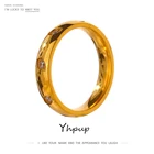 Ring Gold Plated Yhpup Wedding Cubic Zirconia Ring For Women Stainless Steel 18K Gold Plated Ring Jewelry