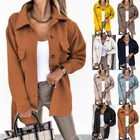 Coat New Style Fashion Casual Wool Blend Tops Ladies Coat Women Pockets Thick Loose Jacket