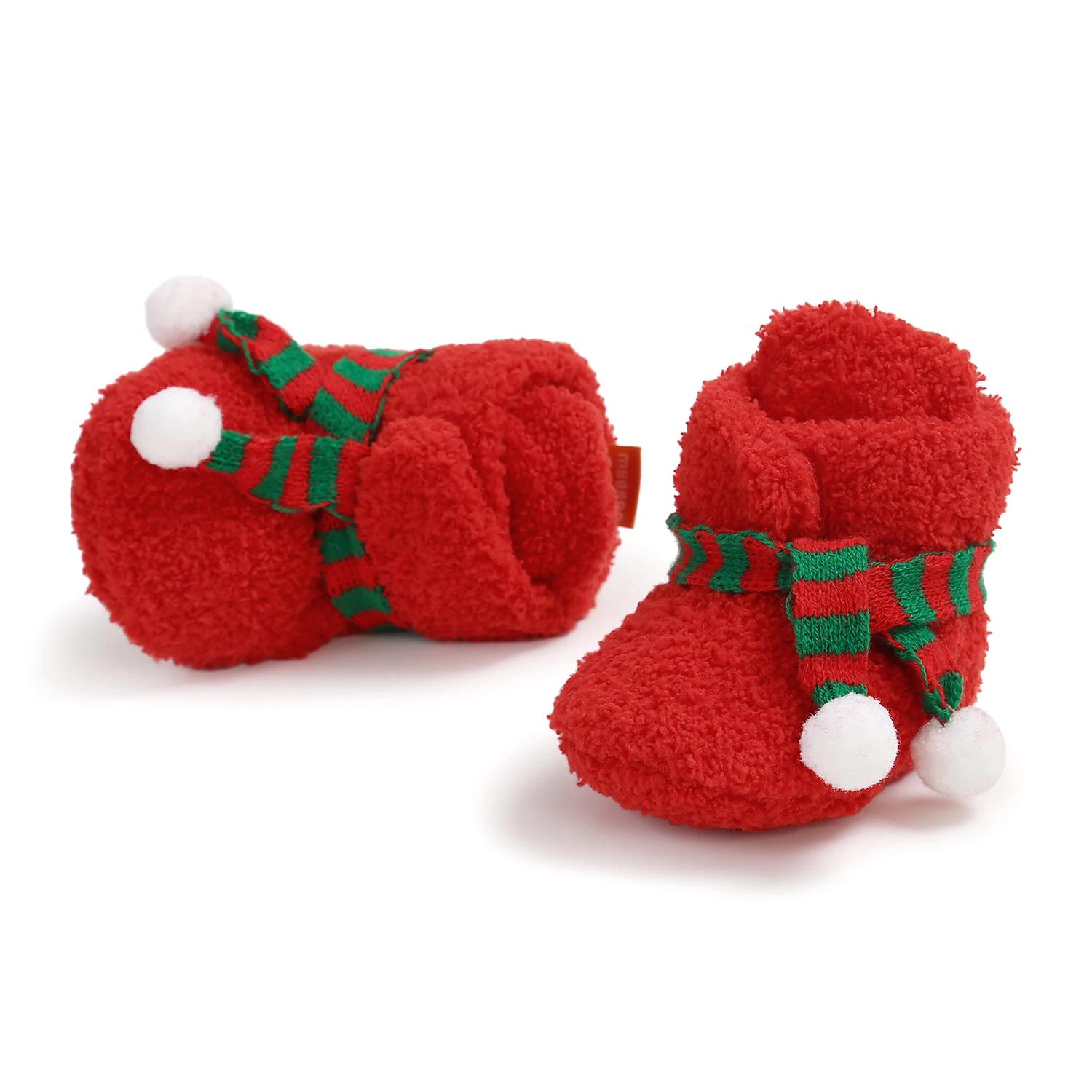 Unisex Warm Winter Indoor Newborn Baby Christmas Shoes Booties 2024 With Cute Scarf Design details