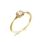 Gemstone White 9K Solid Gold Gemstone Series Natural White Topa Topaz Square X Hand-Set Ring
