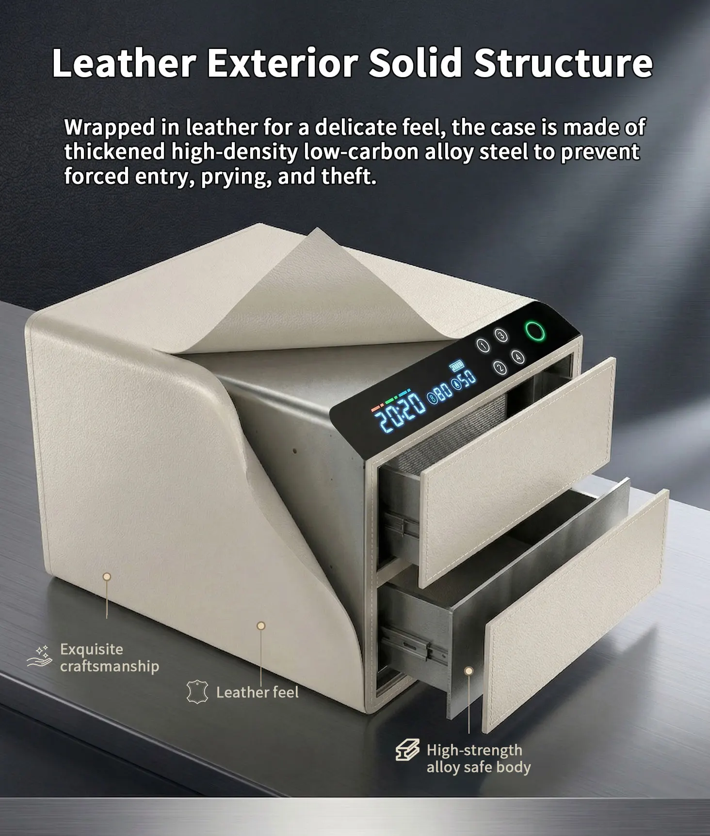 dr 1273 ft ceqsafe smart home secret safe automatic luxury leather bluetooth drawer safe lock touch screen parts safety jewelry watch winder box-8
