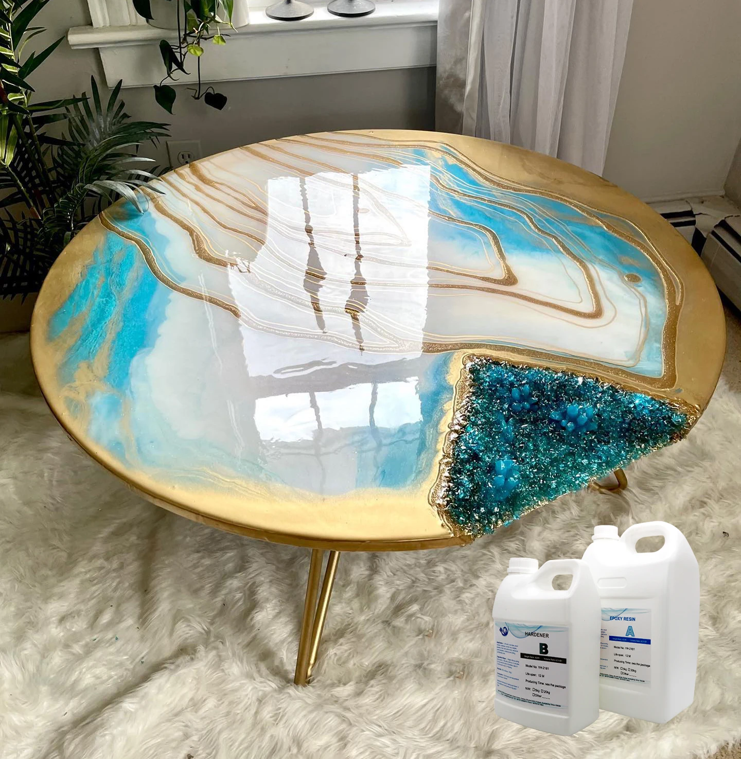 epoxy resin crystal table