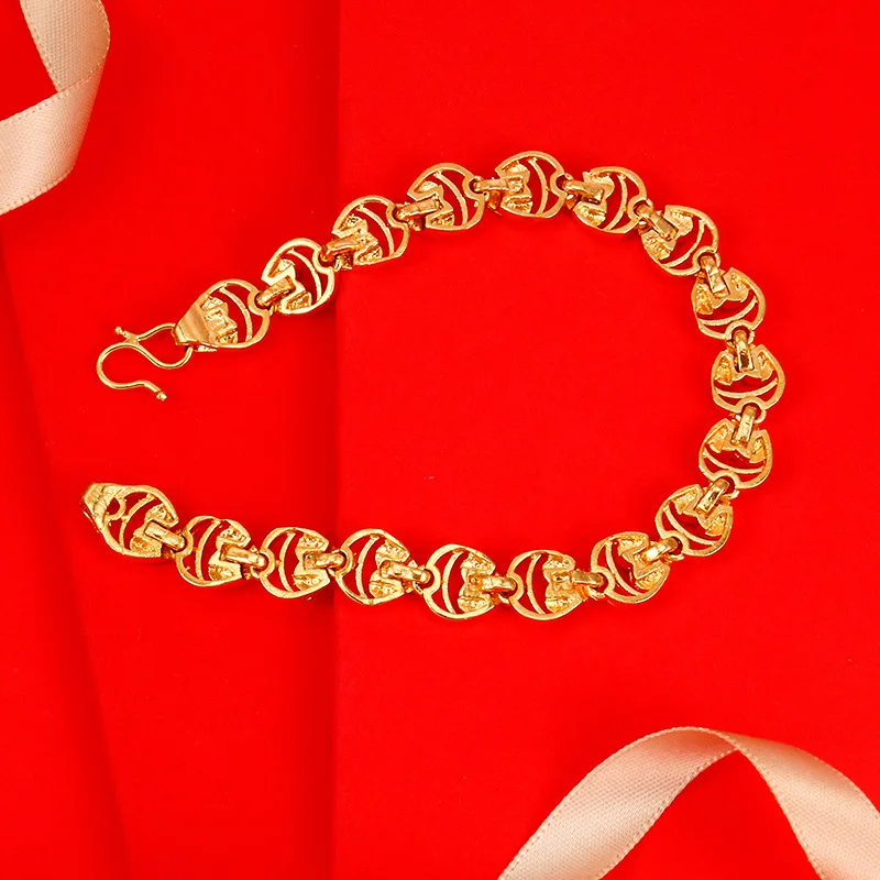 wholesale gold bracelets OEM,copper gold plated heart shape bracelets jewelry