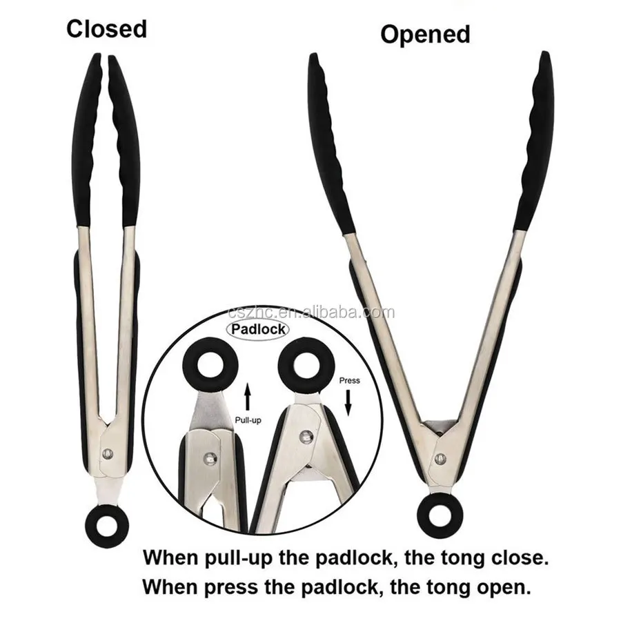 USSE Silicone Cooking Grilling Barbecue Tongs, Stainless Steel Kitchen BBQ Tongs supplier