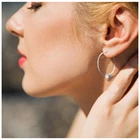 Hoop Zircon Zircon EManco Fashion Jewelry Women Temperament Smooth Hoop Earrings With Luxury Zircon Charm