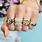 Gold White Diamonds Ring Ringsdiamond Gemnel Hot Selling 14k Gold White Black Diamonds Yinyang Band Ring Women Jewelry