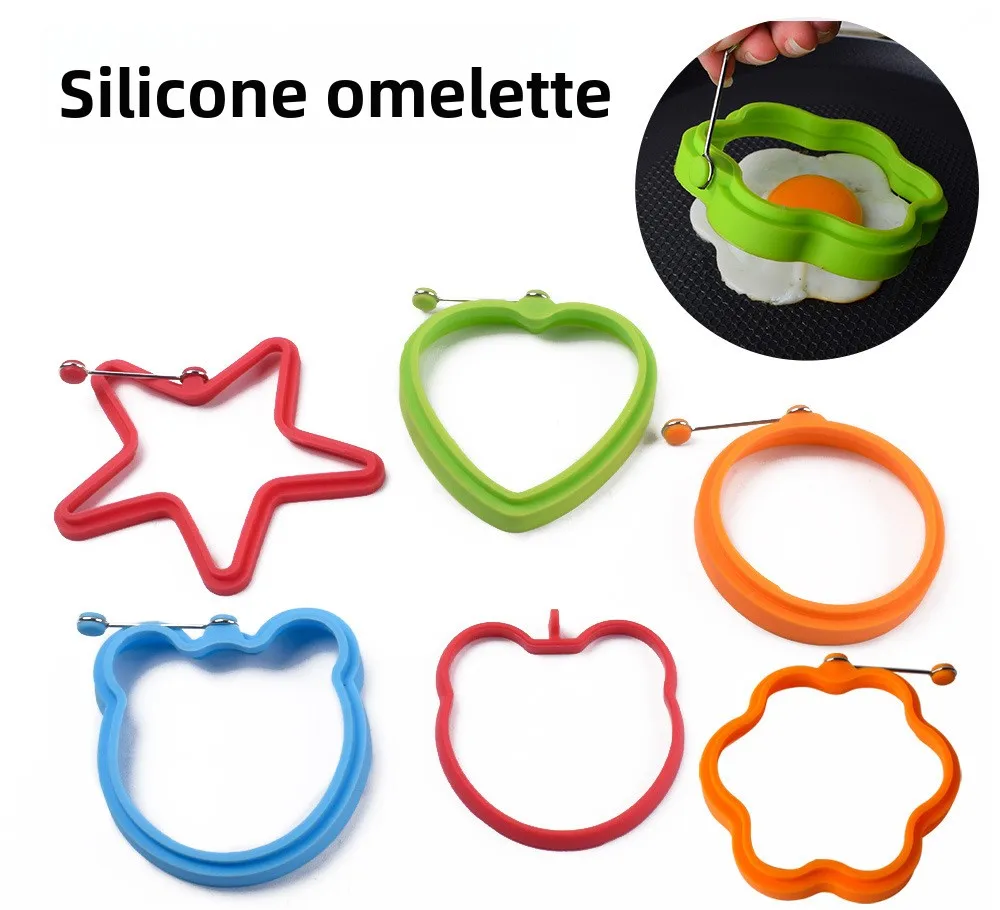 Heart-Shaped Bear & Flower-Shaped Silicone Pancake & Egg Mold Star-Shaped Fried Egg Maker with Handle Kitchen Tool supplier