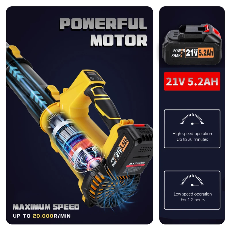 Lightweight Handheld Garden Leaf Blower , Quiet Cordless Electric Air Blower 4