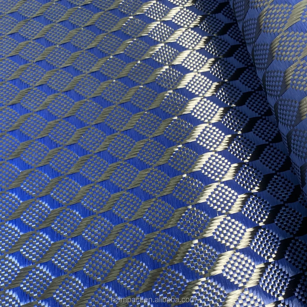 Cheap Factory 3K 240gsm Blue Mix Stereoscopic Aramid Carbon Hybrid Jacquard Fiber Fabric Solid Cheap Factory 3K 240gsm Blue Mix Stereoscopic Aramid Carbon Hybrid Jacquard Fiber Fabric Solid