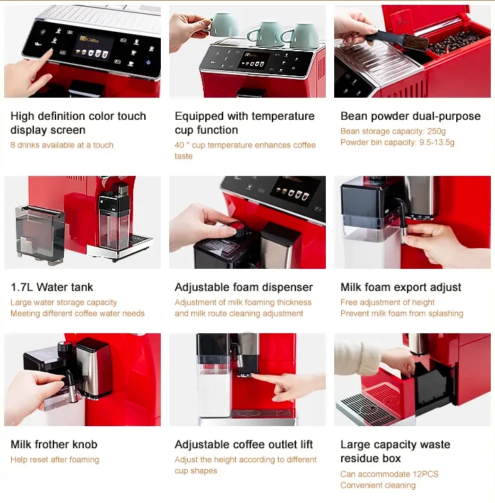 product fully automatic coffee maker with touch screen and milk frother for home use-22