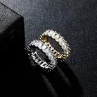 Hip Hop Ring Rings Zircon Ring New Baguette Single Row Square 3A Zircon Gold Plated Hip Hop Bling Ring