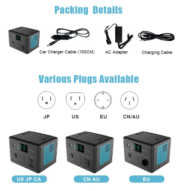 PuFa Portable Power Station 500w 110v 220v Camping Emergency Portable Power Supply Lifepo4 Home Portable Solar Power Station factory