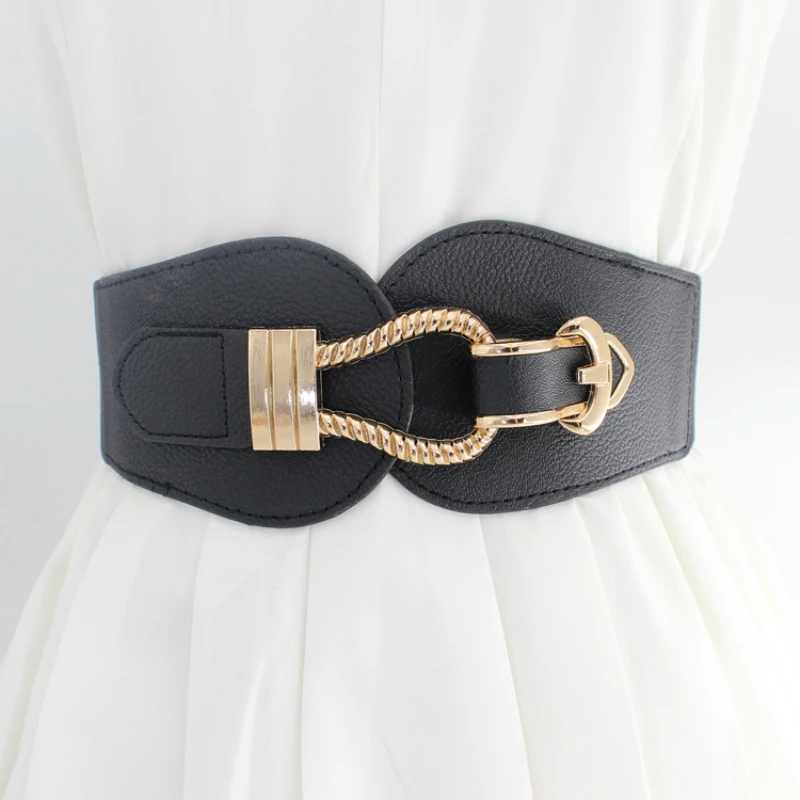 Woman Elastic Alloy Buckle Corset Belt 