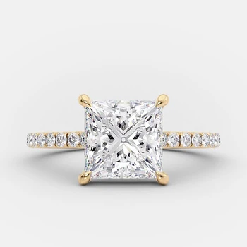 Customize Wholesale18K Gold Plated Zircon Eternity Women Jewelry 925 Sterling Silver Engagement Wedding Diamond Ring