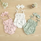 Baby Girl Romper RTS Floral Romper Infant Baby Girl Clothing Straps Onesie Set Romper Bow Baby Girl Romper Set