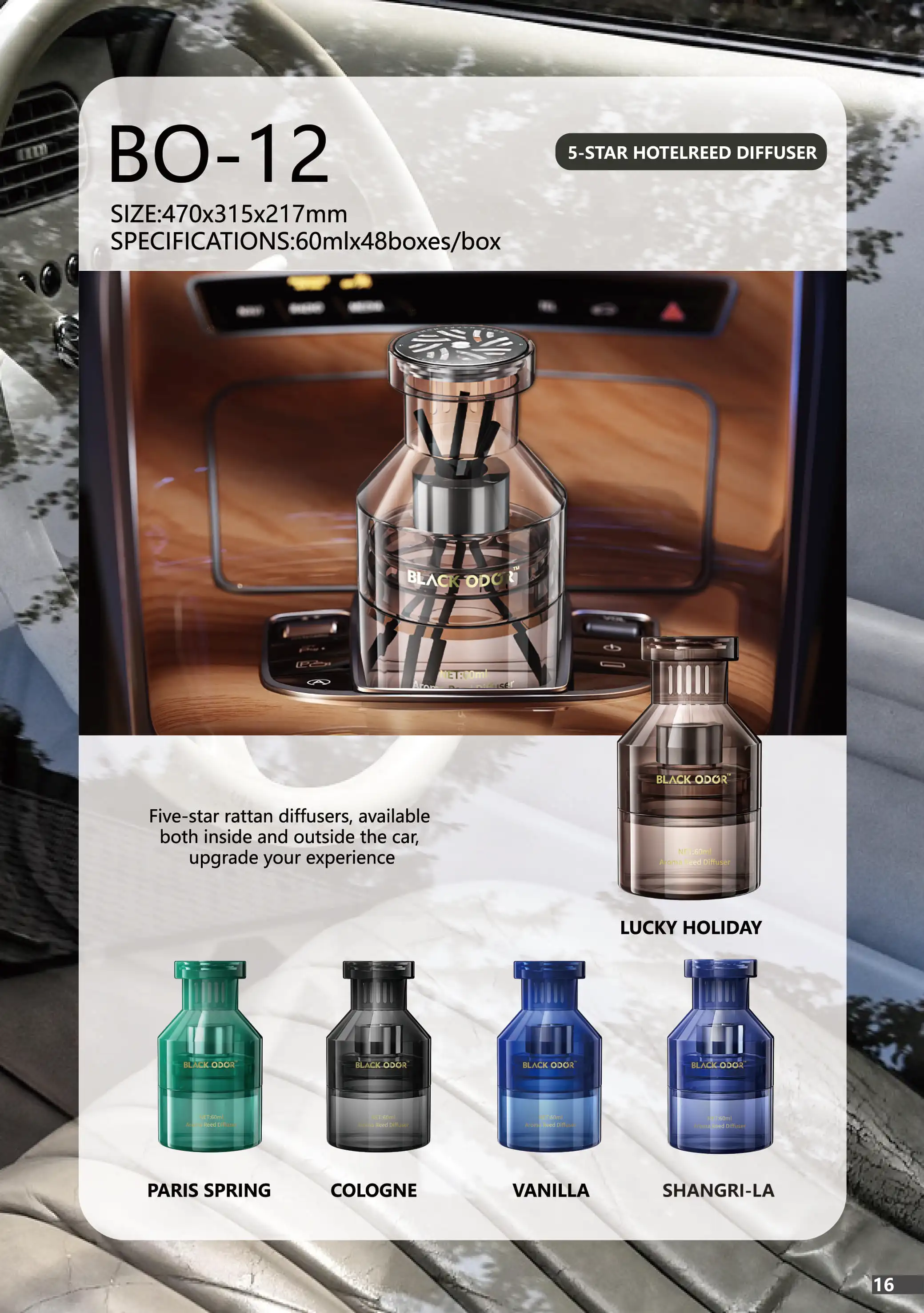 Modern Luxury 8ml Solid Black Oud Glass Air Freshener for Cars Offices 5-Star Hotels Long-Lasting Aromatherapy 5-Star Perfume