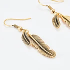 Vintage Earrings Earrings Fashion Ear Jewelry Bohemian Style Vintage Silver Plated Leaf Feather Pendant Dangle Earrings