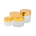 Glass Bottle Cosmetic Glassglass Gold Lid Matte Glass Bottle 5 G To 100 G Custom Jar For Cosmetic Jar