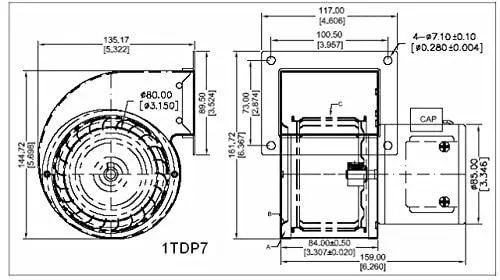 Psc Black Draft Fan, 1TDP7, 115, 146, CFM - detail 8