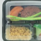 Plastic Plastic Takeaway Wholesale 3 Section Rectangular Plastic Takeaway Food Container 450ml With Seal