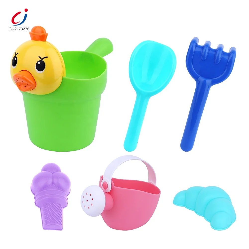 6PCS summer time water playing sand bucket beach toy set soft silicone kids baby beach sand toys