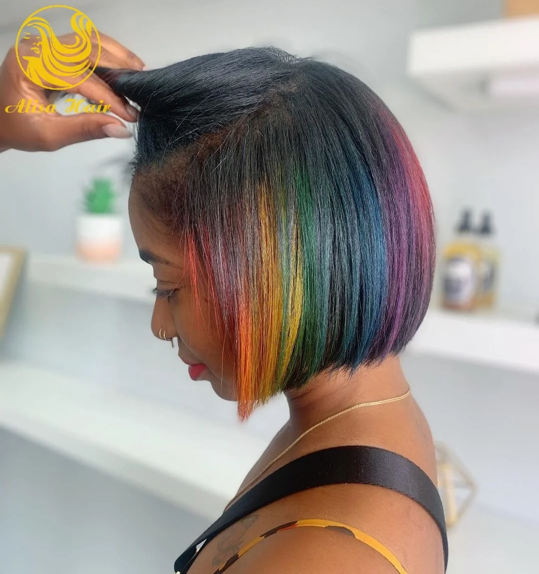 Customized Rainbow New Style Wig Short Straight Bob Colorful Brazilian  Virgin Human Hair Lace Front Wigs - Buy 100% Human Hair Wigs,Rainbow Color  Wigs,Lace Front Wigs Product on 