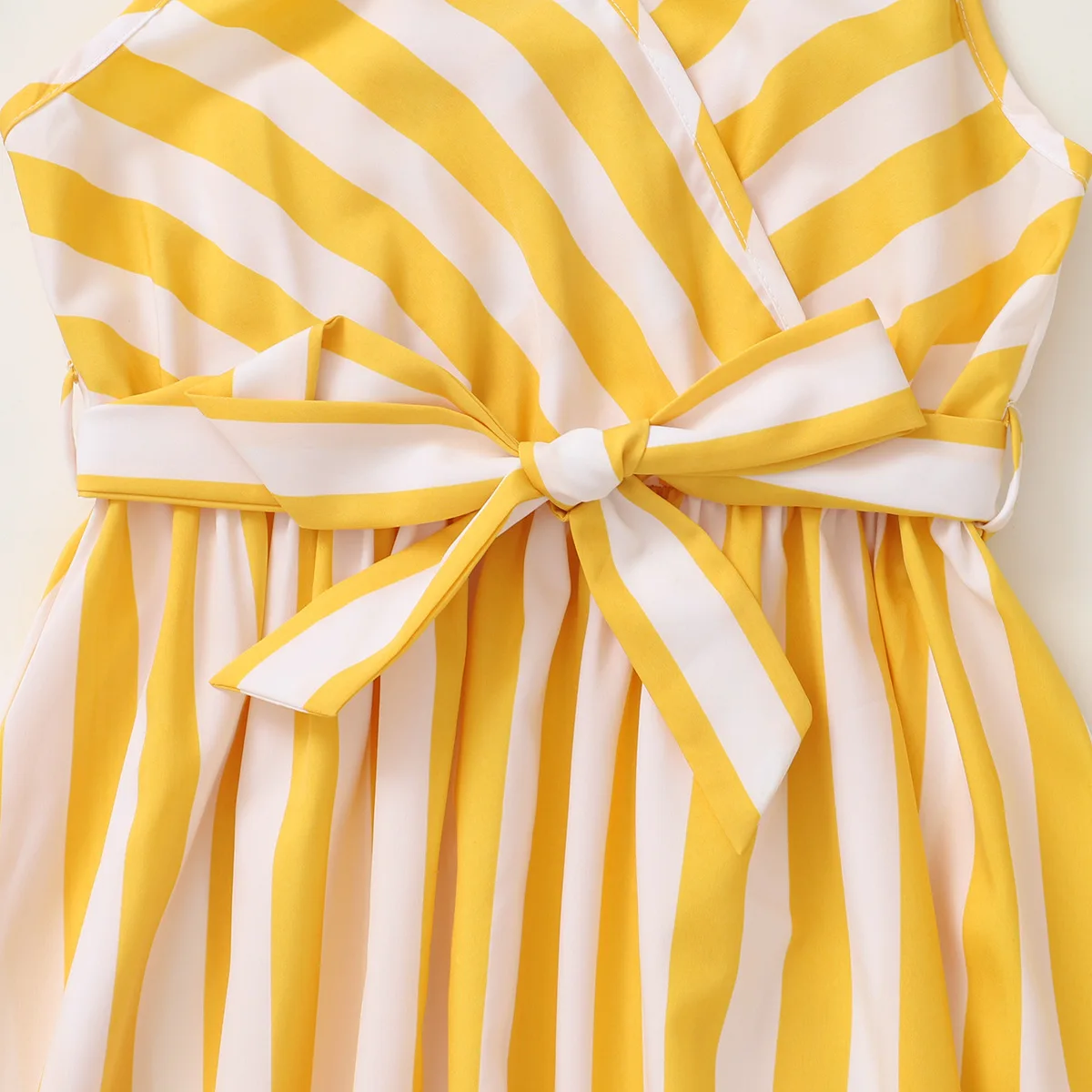 2023 New Fashion Teenager Girl Yellow/white Blue/White Striped Sleeveless Long Dress 4-12 Years